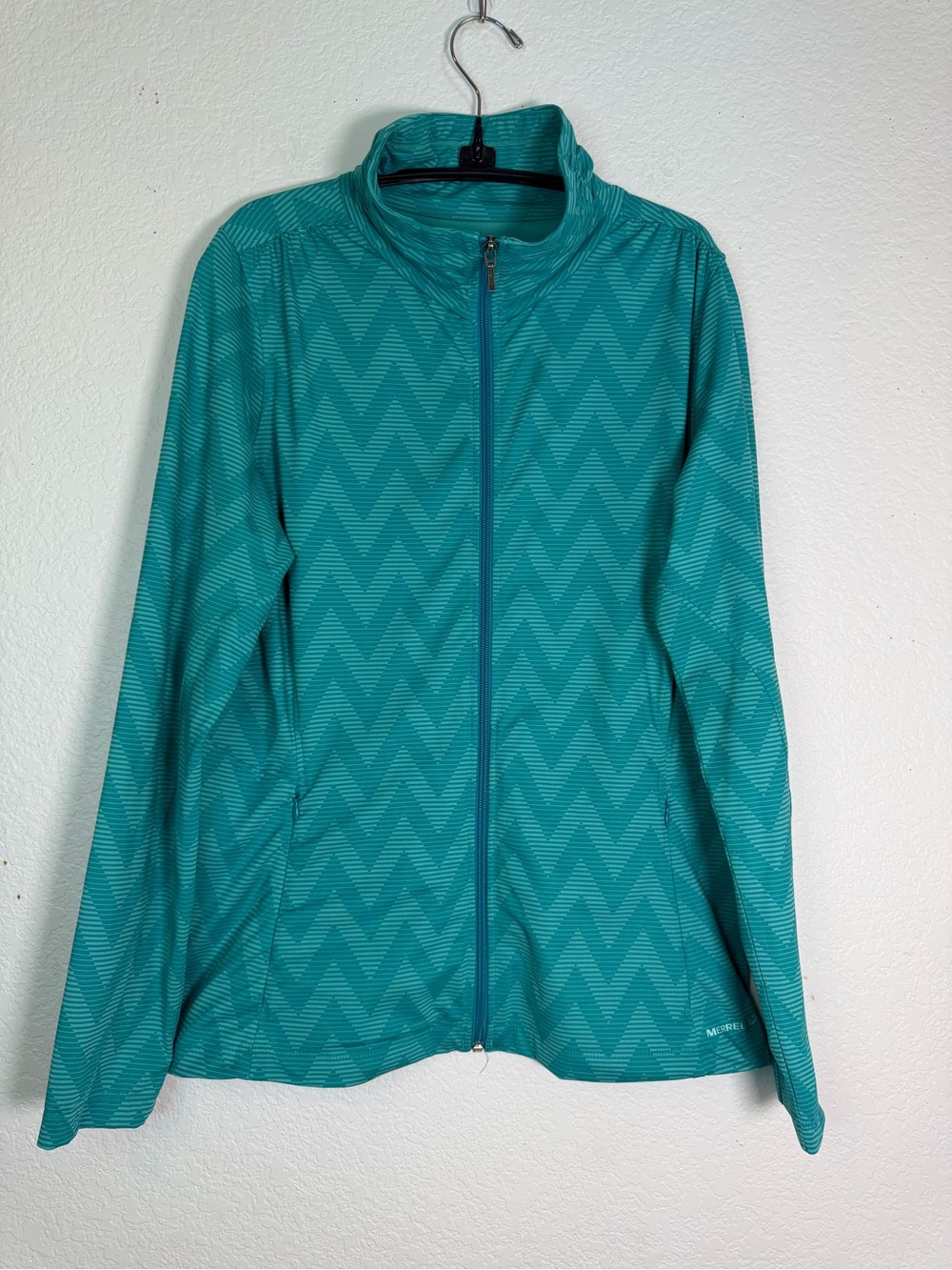 Merrel Lauley Chevron Women’s Teal Full-Zip Athletic Jacket, Size L